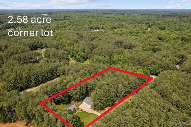 2554 Walkers Ridge Ter, Powhatan, VA 23139 - aerial overview of property's location featuring a heavily wooded area and property boundaries highlighted