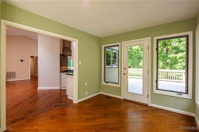 1396 Gray Fox Rd, Goochland, VA 23103 - entryway with dark wood-style floors and baseboards