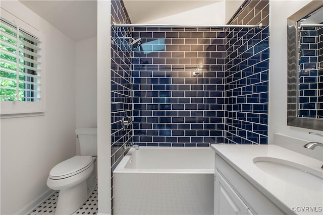1396 Gray Fox Rd, Goochland, VA 23103 - full bathroom featuring vanity, toilet, baseboards, shower / tub combination, and tile patterned floors