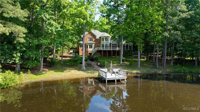 8831 Whistling Swan Rd, Chesterfield, VA 23838 - dock with a deck with water view and stairs
