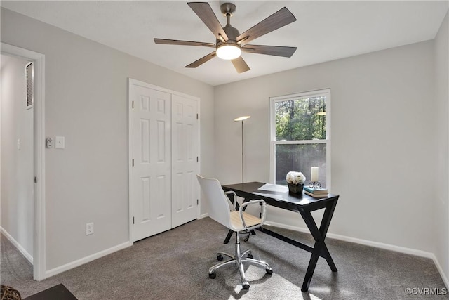 11202 Heathstead Rd, Chester, VA 23831 - office featuring carpet, baseboards, and a ceiling fan