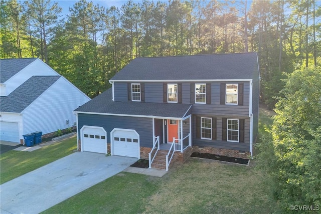 11202 Heathstead Rd, Chester, VA 23831 - view of front of property with driveway, an attached garage, roof with shingles, and a front lawn