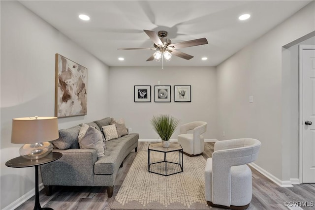 11202 Heathstead Rd, Chester, VA 23831 - living room with wood finished floors, ceiling fan, recessed lighting, and baseboards