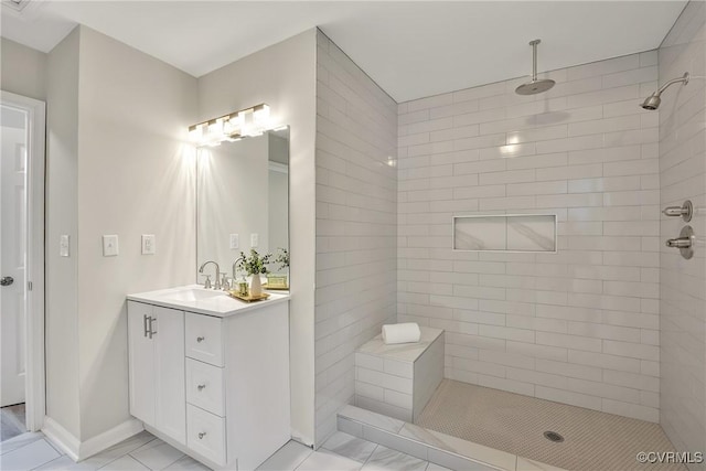 11202 Heathstead Rd, Chester, VA 23831 - full bath featuring vanity, a tile shower, and baseboards