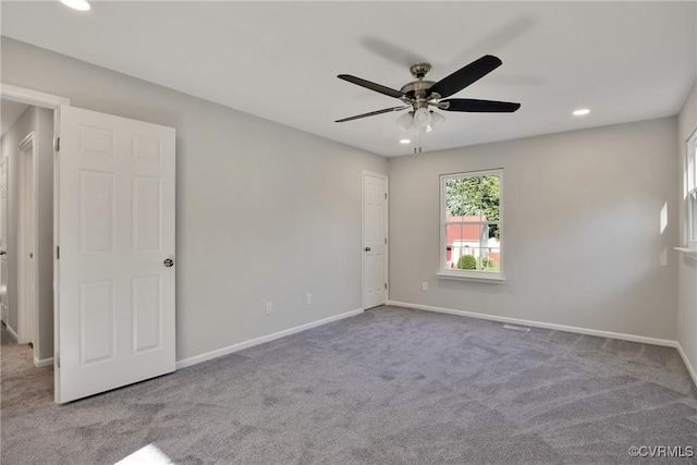 11202 Heathstead Rd, Chester, VA 23831 - empty room with carpet floors, a ceiling fan, recessed lighting, and baseboards