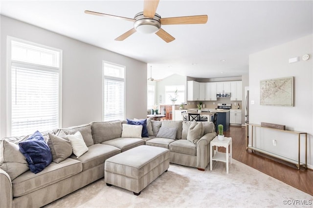12109 Jamieson Pl, Henrico, VA 23059 - living area with a ceiling fan and light wood-style floors