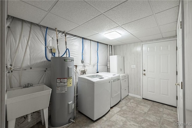 17063 Moores Mill Rd, Ruther Glen, VA 22546 - washroom featuring washing machine and clothes dryer and water heater