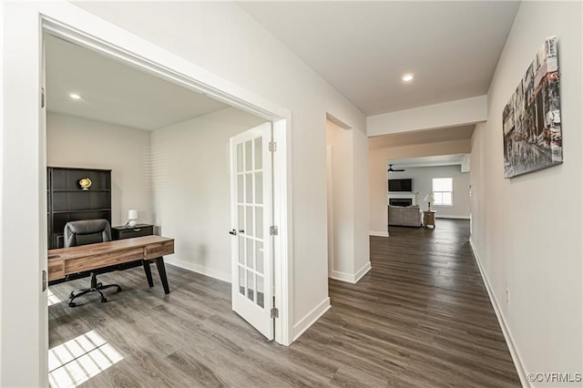 18160 Sagamore Dr, Chesterfield, VA 23120 - home office featuring wood finished floors, baseboards, french doors, and recessed lighting