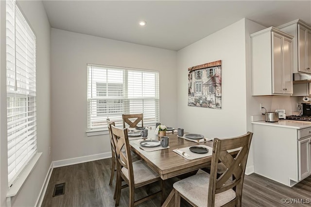 18160 Sagamore Dr, Chesterfield, VA 23120 - dining space with dark wood-style floors, healthy amount of natural light, baseboards, and recessed lighting