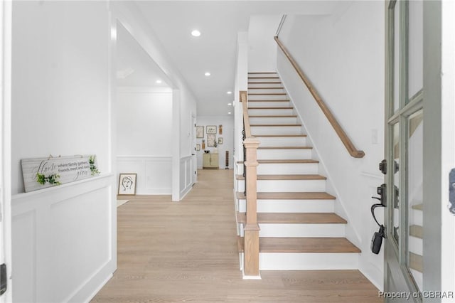 107 Wheeley Cir, Yorktown, VA 23693 - staircase with recessed lighting and wood finished floors