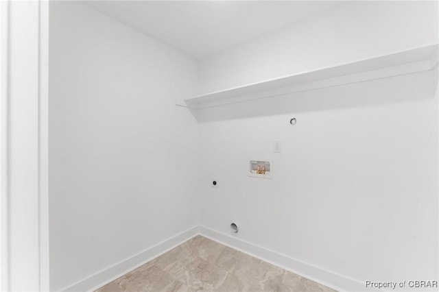 107 Wheeley Cir, Yorktown, VA 23693 - washroom with hookup for a washing machine, baseboards, electric dryer hookup, and hookup for a gas dryer