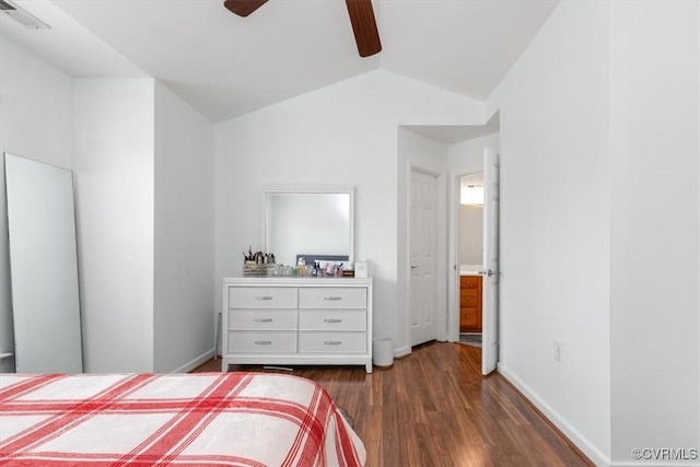 2603 Mountainberry Ct, Glen Allen, VA 23060 - bedroom featuring dark wood-style floors, lofted ceiling, and ceiling fan
