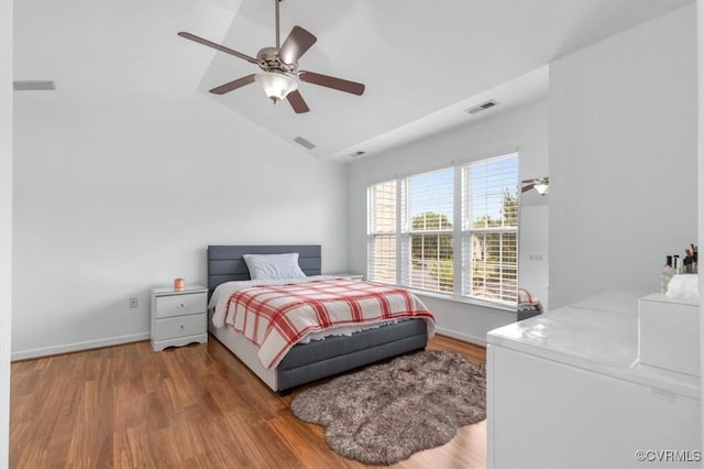 2603 Mountainberry Ct, Glen Allen, VA 23060 - bedroom featuring wood finished floors, lofted ceiling, ceiling fan, and baseboards