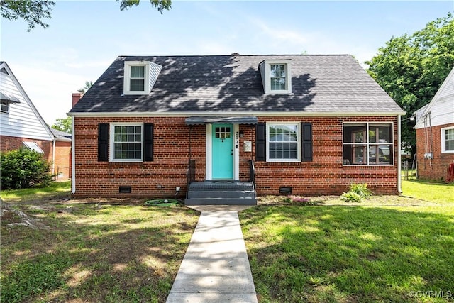 317 Cedar Ln, Hopewell, VA 23860 - view of front of home featuring crawl space, a front lawn, brick siding, and roof with shingles