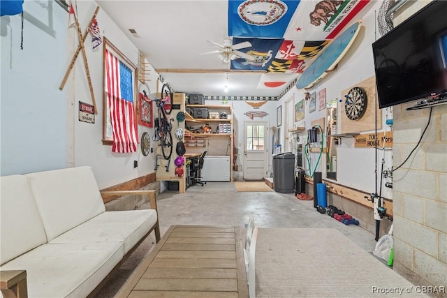 3438 Vaughan Creek Dr, Hayes, VA 23072 - basement with ceiling fan