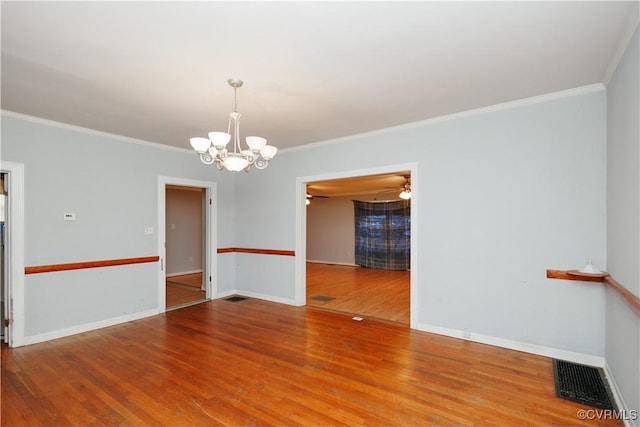 400 Allen Ave, Hopewell, VA 23860 - empty room featuring a chandelier, wood finished floors, ornamental molding, and baseboards