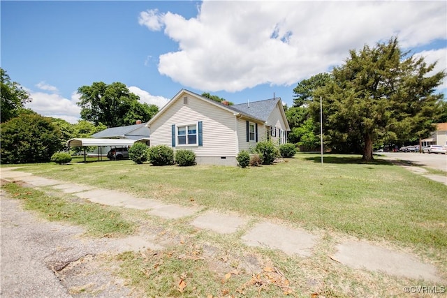 400 Allen Ave, Hopewell, VA 23860 - view of property exterior with crawl space, a lawn, and a detached carport