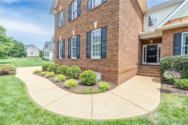 14109 Rigney Dr, Midlothian, VA 23113 - view of side of property with brick siding and a yard