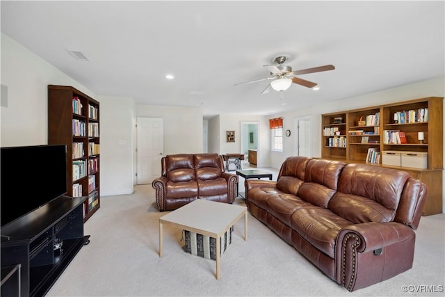 14109 Rigney Dr, Midlothian, VA 23113 - living area featuring light colored carpet and a ceiling fan