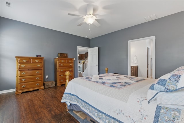13524 Thomaswoods Ln, Ashland, VA 23005 - bedroom with wood finished floors, ceiling fan, baseboards, and connected bathroom