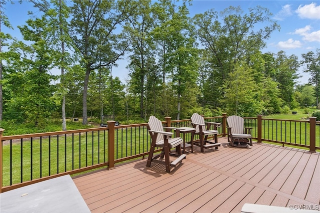 13524 Thomaswoods Ln, Ashland, VA 23005 - wooden deck featuring a lawn