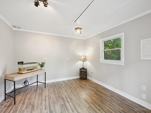 2004 Deer Meadow Ct, Chesterfield, VA 23112 - unfurnished office with attic access, crown molding, wood finished floors, and baseboards