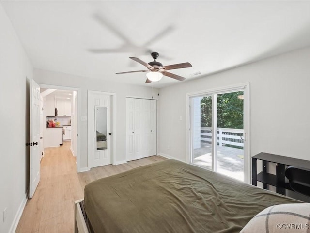2004 Deer Meadow Ct, Chesterfield, VA 23112 - bedroom with access to outside, light wood-style flooring, baseboards, and ceiling fan