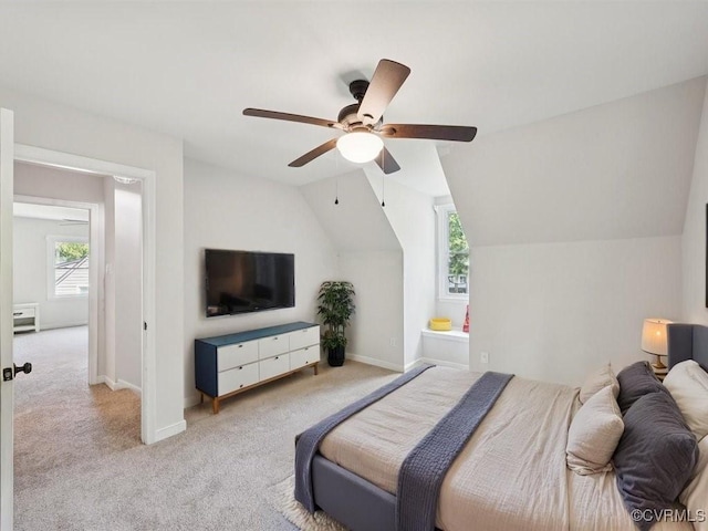 2004 Deer Meadow Ct, Chesterfield, VA 23112 - bedroom with carpet floors, multiple windows, lofted ceiling, baseboards, and ceiling fan
