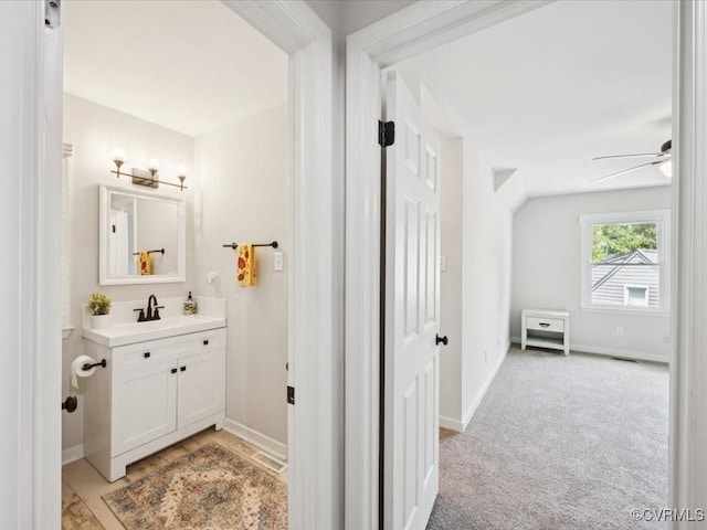 2004 Deer Meadow Ct, Chesterfield, VA 23112 - bathroom with vanity, a ceiling fan, and baseboards