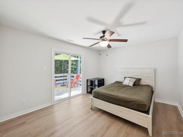 2004 Deer Meadow Ct, Chesterfield, VA 23112 - bedroom featuring access to exterior, wood finished floors, baseboards, and a ceiling fan