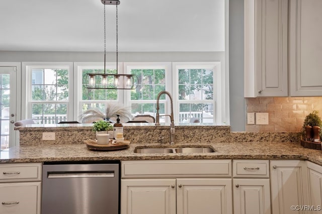 16300 Midnight Xing, Chesterfield, VA 23120 - kitchen with dishwasher, a sink, plenty of natural light, and decorative backsplash
