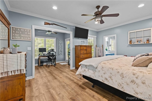 6304 Belroi Rd, Abingdon, VA 23061 - bedroom with a desk, light wood-style floors, multiple windows, recessed lighting, and baseboards