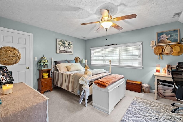 6304 Belroi Rd, Abingdon, VA 23061 - bedroom with a textured ceiling, carpet floors, ceiling fan, and a desk