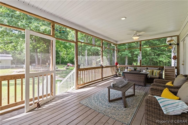 6304 Belroi Rd, Abingdon, VA 23061 - sunroom with an outdoor hangout area and ceiling fan