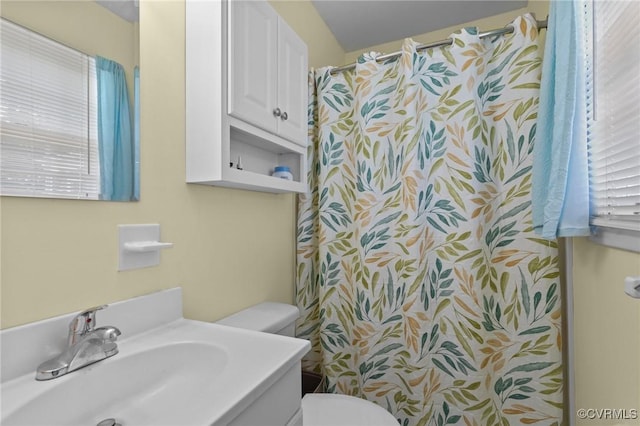 2721 Fawnwick Dr, Henrico, VA 23231 - bathroom featuring toilet, vanity, and a shower with shower curtain