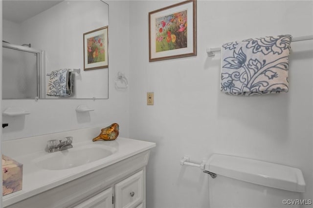 2721 Fawnwick Dr, Henrico, VA 23231 - bathroom with toilet, vanity, and a shower with door