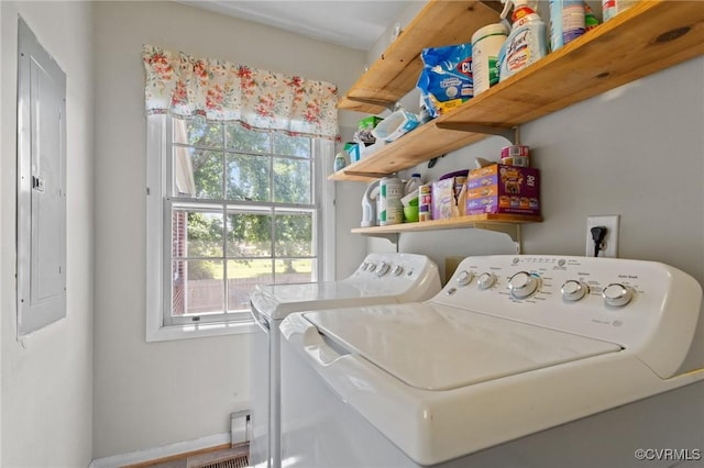 2721 Fawnwick Dr, Henrico, VA 23231 - laundry room featuring washing machine and clothes dryer and electric panel