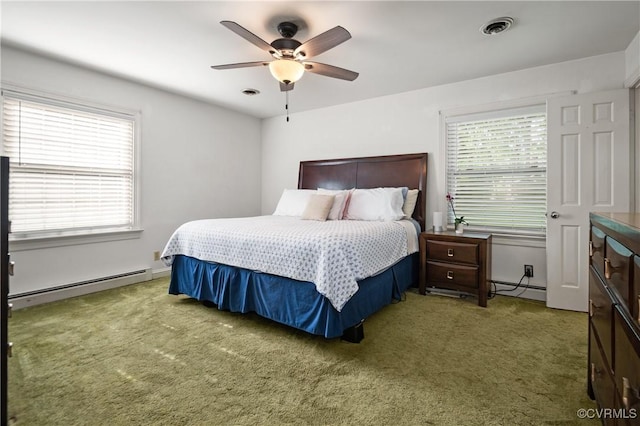 7708 Stonetree Dr, North Chesterfield, VA 23235 - carpeted bedroom with baseboard heating and ceiling fan