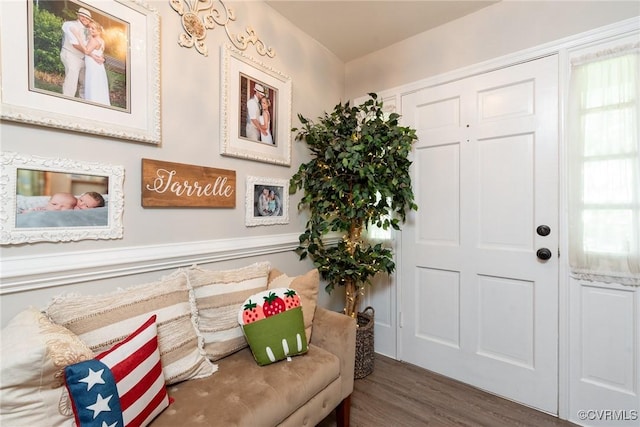 entrance foyer with wood finished floors