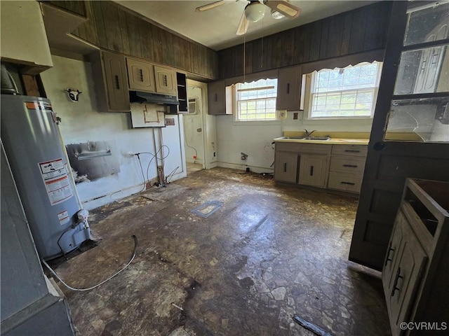 19614 Manson Church Rd, Mc Kenney, VA 23872 - kitchen with gas water heater and a ceiling fan