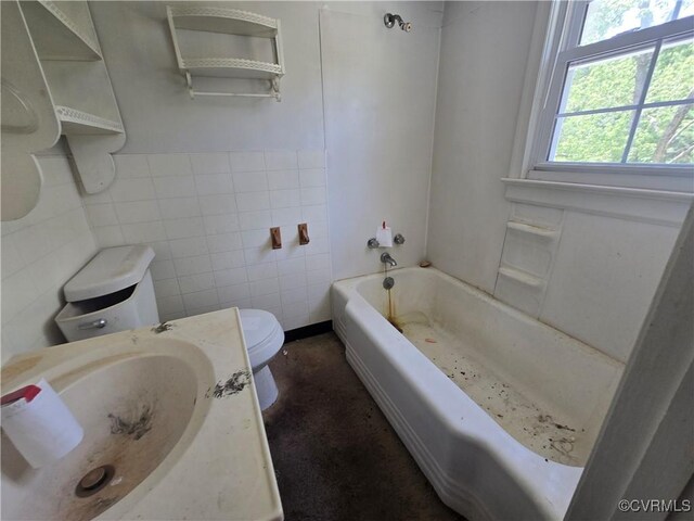 19614 Manson Church Rd, Mc Kenney, VA 23872 - full bath featuring toilet, a tub, tile walls, vanity, and a shower