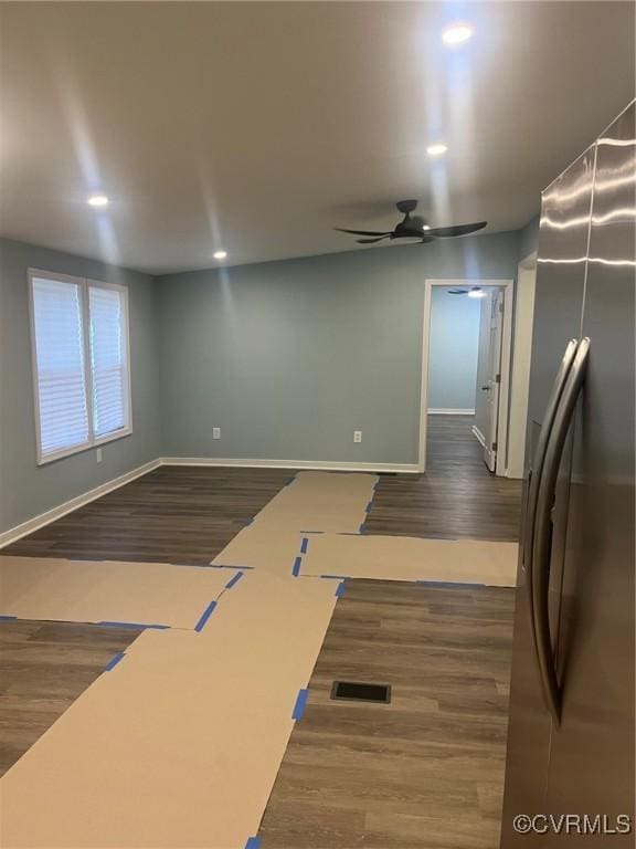 2720 Brunswick Rd, Emporia, VA 23847 - spare room featuring a ceiling fan, baseboards, dark wood-type flooring, and recessed lighting