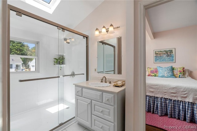 20 Winstead Dr, Irvington, VA 22480 - ensuite bathroom with a skylight, a stall shower, and vanity