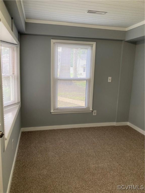 2517 Myron Ave, Chesterfield, VA 23237 - unfurnished room featuring carpet, baseboards, wood ceiling, and crown molding