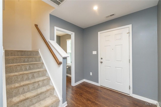 3316 New Heritage Loop, Henrico, VA 23231 - foyer with dark wood finished floors, stairs, and baseboards