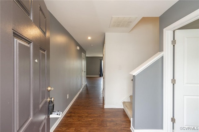 3316 New Heritage Loop, Henrico, VA 23231 - corridor with dark wood-style floors, stairway, recessed lighting, and baseboards
