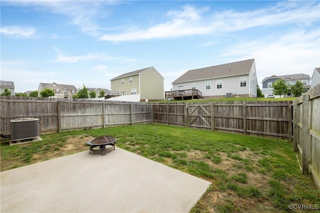 3316 New Heritage Loop, Henrico, VA 23231 - view of yard featuring cooling unit, a residential view, a patio area, and an outdoor fire pit