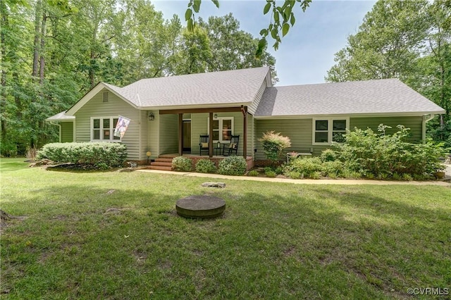1825 Rock Point Dr, Powhatan, VA 23139 - single story home with a porch, a front yard, and a shingled roof