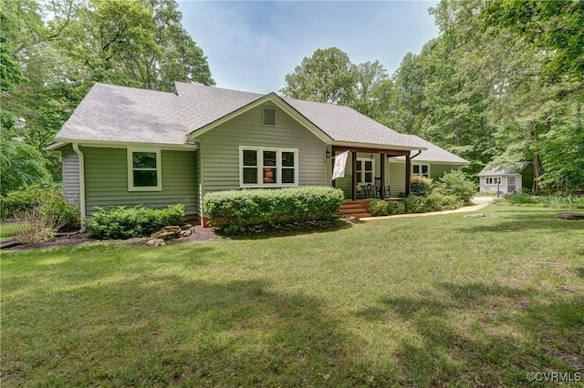 1825 Rock Point Dr, Powhatan, VA 23139 - ranch-style house with a front yard and a shingled roof