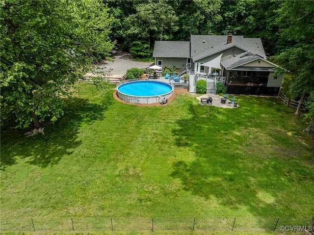 1825 Rock Point Dr, Powhatan, VA 23139 - view of pool with a sunroom and a patio area